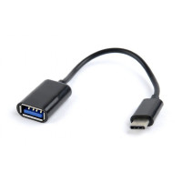 Кабель OTG USB 2.0, A-мама/Type-C, 0.15 м