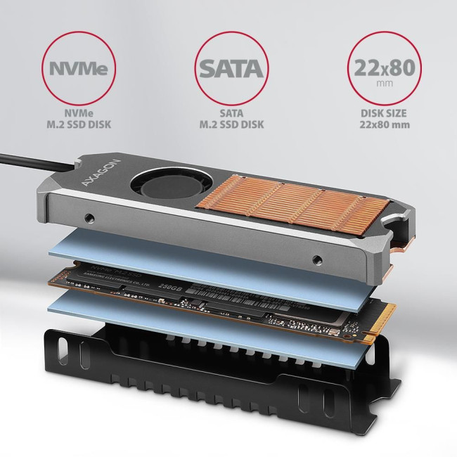 Радіатор з вентилятором для SSD-накопичувачів AXAGON CLR-M2FAN heatsink for M.2 SSD