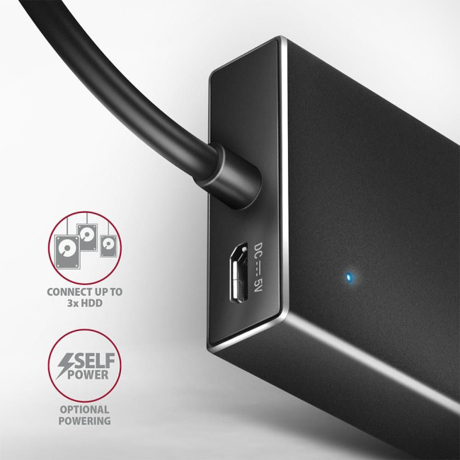 Хаб AXAGON HUE-F7C SuperSpeed USB-C FLAT CHARGING hub, кабель 30см USB-C, Чорний