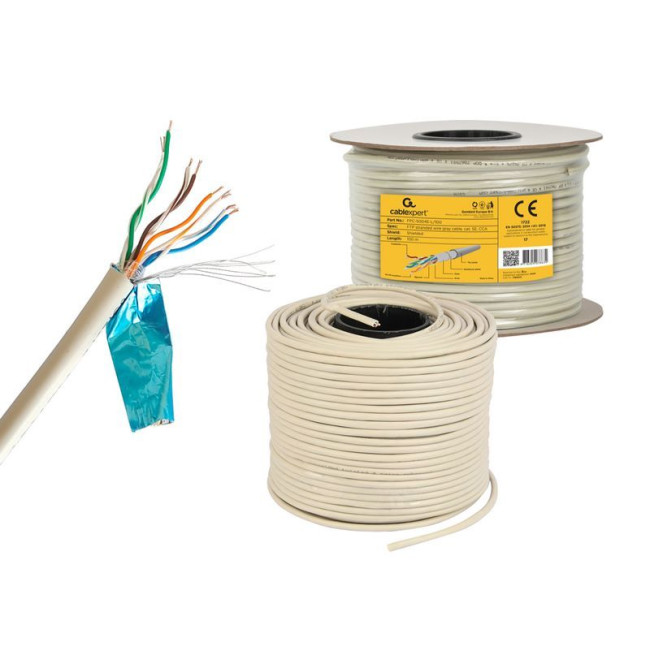 CAT5e, багатожильний, алюміній під міддю (CCA), AWG24, екранована фольгою, 100 м