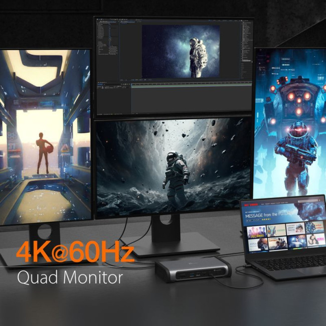 Док станція USB-C 15-в-1 (HDMI/DP/PD/USB-A/USB-C/LAN/картридер/аудіо)