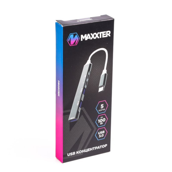 Хаб USB 3.0 Type-С на 4 порти, 1xUSB-A 3.0, 2xUSB-A 2.0, 1xUSB-C (PD100W charging), 1хUSB-C