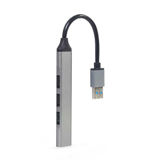 Хаб на 4 порта, USB-A на 1 х USB 3.1 Gen1 (5 Gbps), 3 х USB 2.0, метал, сірий