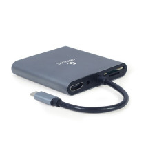 Док станція USB-C 6-в-1 (Hub3.1/HDMI/VGA/PD/картридер/стерео аудіо), сірий