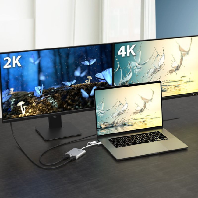 Адаптер-перехідник USB-C/A на 2 HDMI (2 незалежних екрани)