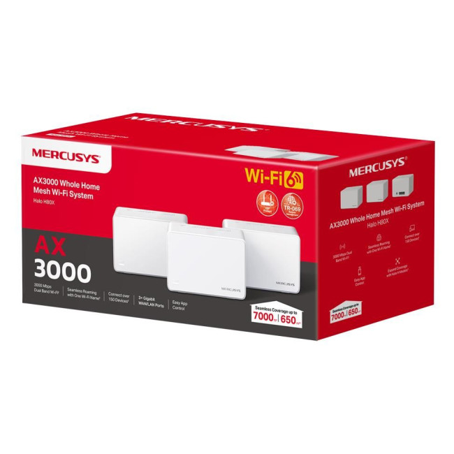 Домашня Mesh Wi-Fi система (3 шт у комплекті), Halo H80X(3-pack) MERCUSYS