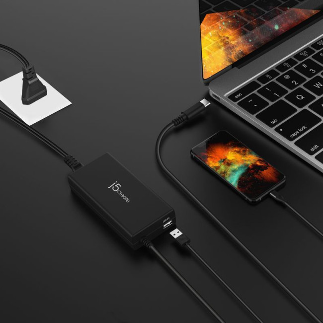 Мережевий зарядний пристрій, 1 USB-A / 1 USB-C, 100Вт,/PD