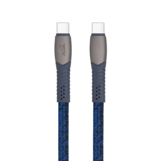 Кабель USB 2.0 Type-C/Type-C, тканинне обплетення, 1.2 м, 3А, 60 Вт, синій