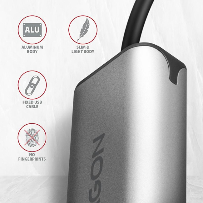Мережевий адаптер AXAGON ADE-25RC SuperSpeed USB-C 2.5 gigabit, сірий