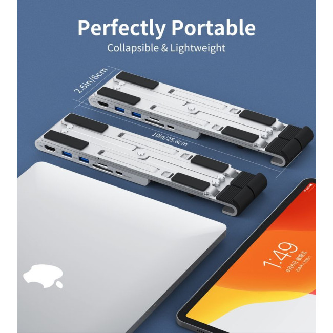 Док станція USB-C 7-в-1 (HDMI/PD/картридер/USB-A / USB-C), алюміній