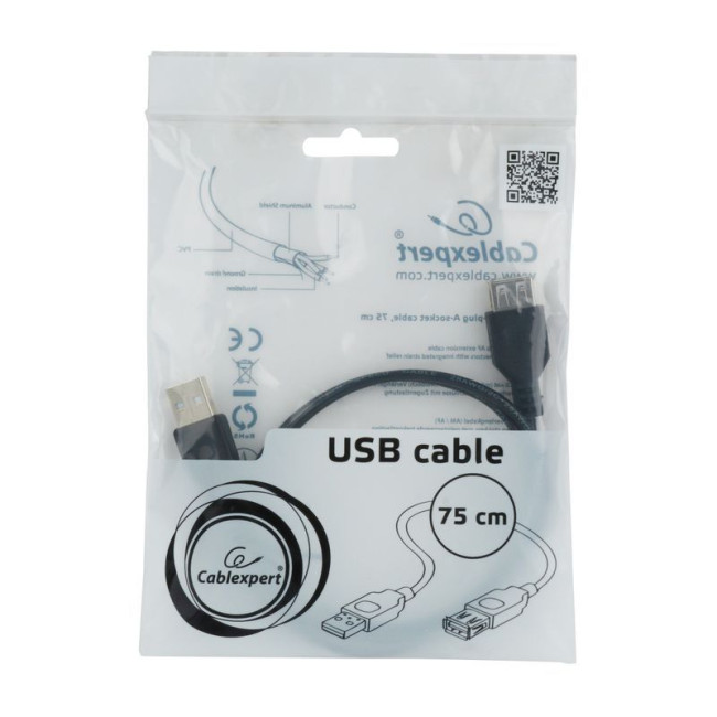 Подовжувач USB 2.0, A-тато/А-мама, 75 см