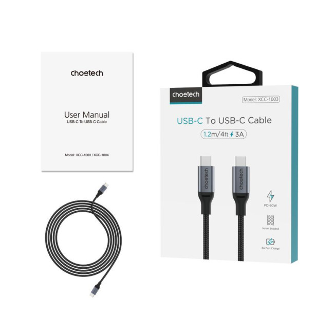 Кабель USB 2.0 C-тато/C-тато, 60 ватт, 1,2 м, преміум