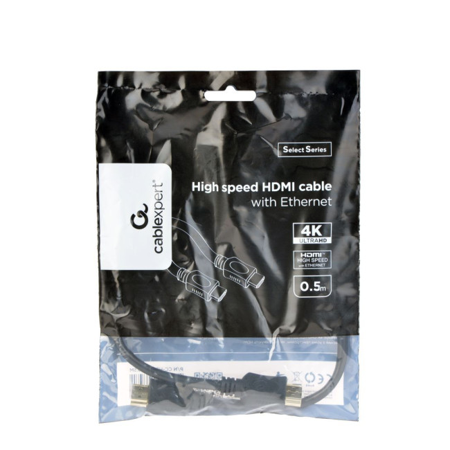 Кабель HDMI V.2.0, 4К 60 Гц, позолочені конектори, 0.5 м