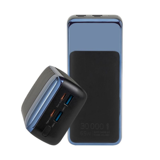 Портативний зарядний пристрій, 30000 mA, QC/PD 65W, з LCD, чорний
