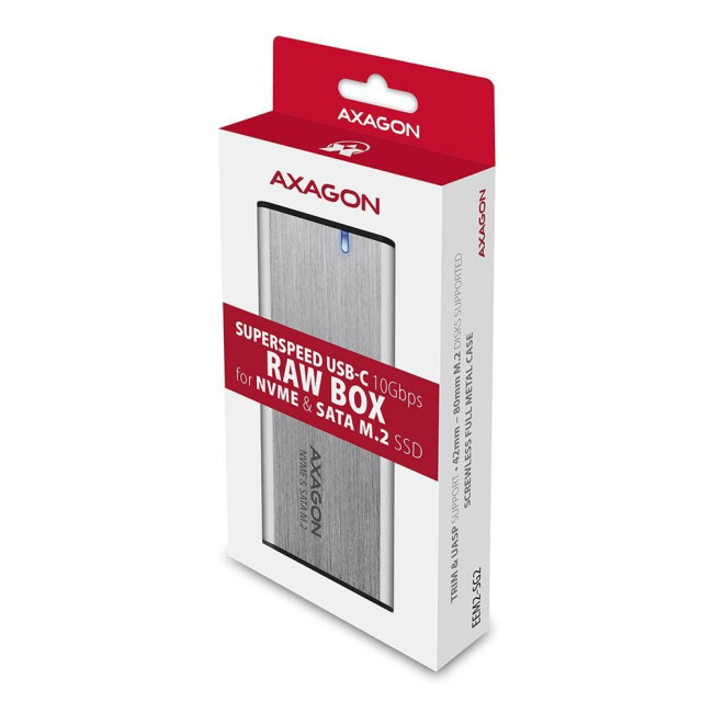 Зовнішній карман для SSD-накопичувачів AXAGON EEM2-SG2 SuperSpeed+ USB-C - M.2 NVMe & SATA SSD RAW box