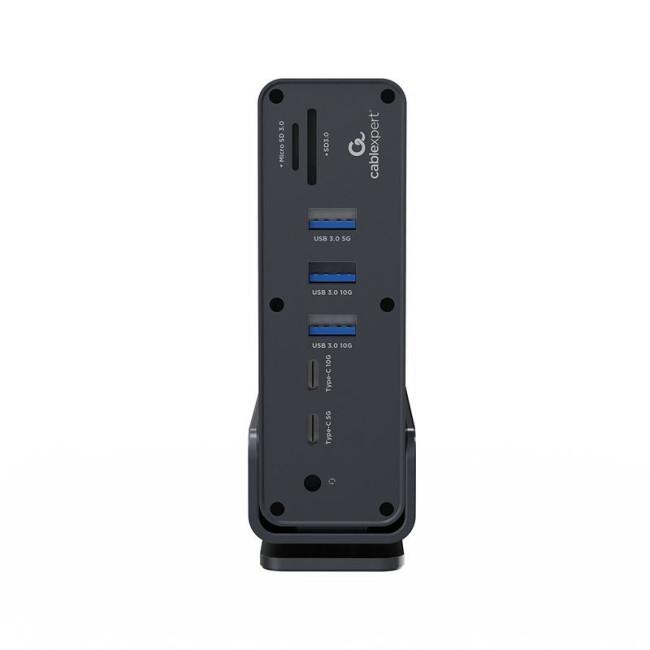 Док станція USB-C 15-в-1 (USB-хаб + HDMI/DP/PD/картридер/LAN/3.5-мм аудіо), сірий