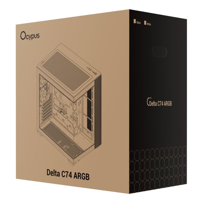 Корпус для комп'ютера ATX W/O PSU DELTA C74 ARGB чорний (DELTA-C74-BKD200XX-GL) OCYPUS