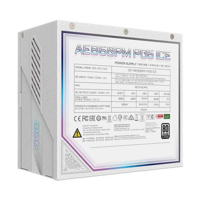 Блок живлення ATX3.0 850W GP-AE850PM PG5 ICE GIGABYTE