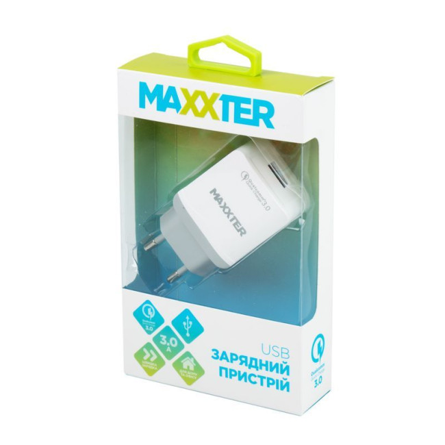 Зарядний пристрій, 1 USB (швидке заряджання Qualcomm) 5V/3A-9V/2A-12V/1.5A