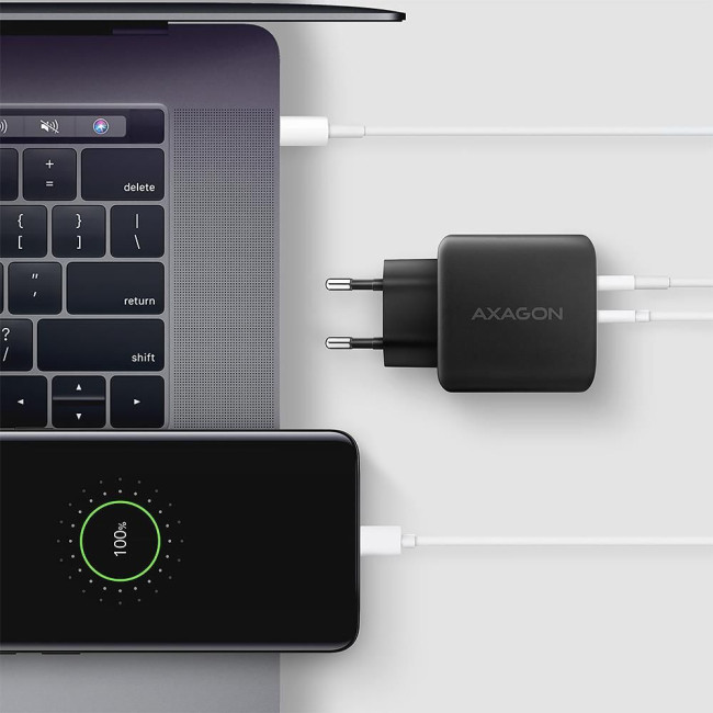 Мережевий зарядний пристрій AXAGON ACU-PQ45, QC3.0,4.0/AFC/FCP/PPS/Apple + PD type-C, 45W, Чорний