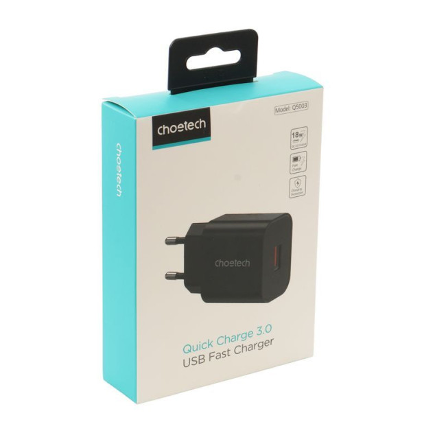 Мережевий зарядний пристрій, USB-A, 18 Вт, QC 3.0