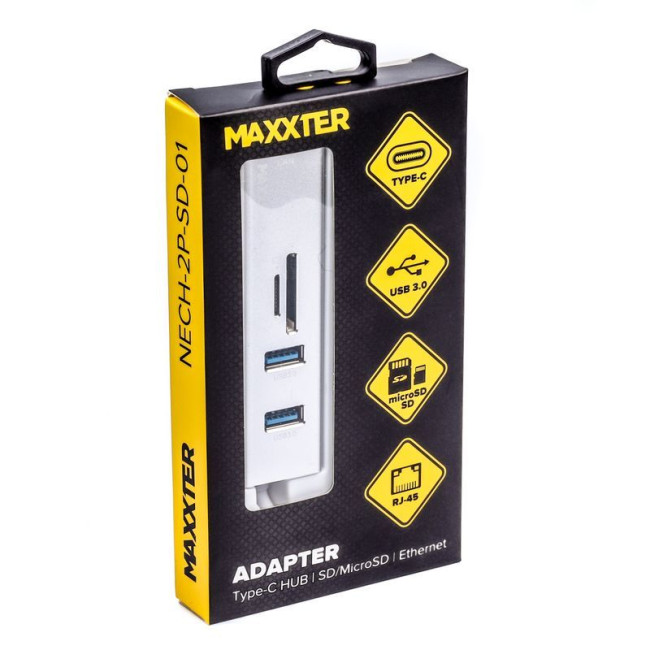 Адаптер, з USB на Gigabit Ethernet, 2 Ports USB 3.0 + microSD/TF картридер, 1000 Mbps, метал, сірий