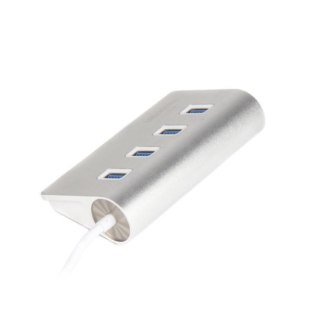 Хаб USB 3.0 Type-A на 4 порти, метал, сріблястий