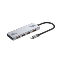 Хаб на 4 порти USB 3.2, метал, сріблястий