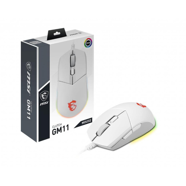 Mиша USB OPTICAL GAMING CLUTCH GM11 WHITE MSI
