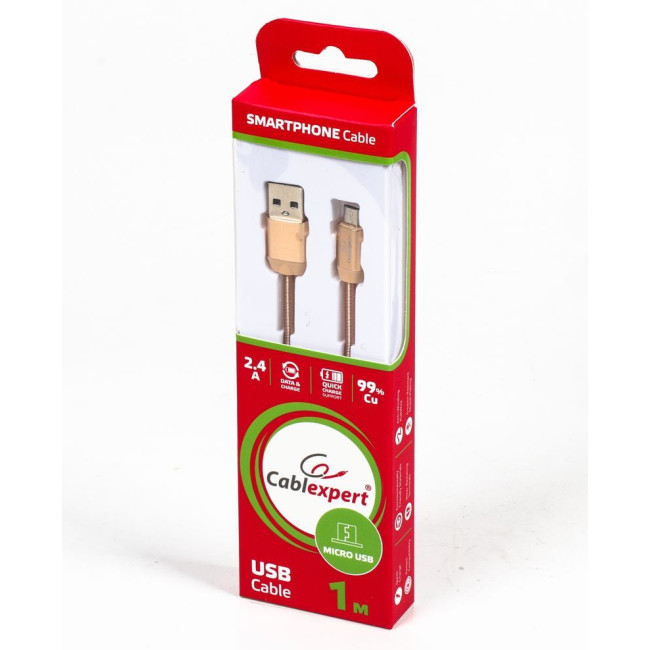 Кабель micro USB 2.0 A-тато/Micro B-тато, преміум, 2.4 А