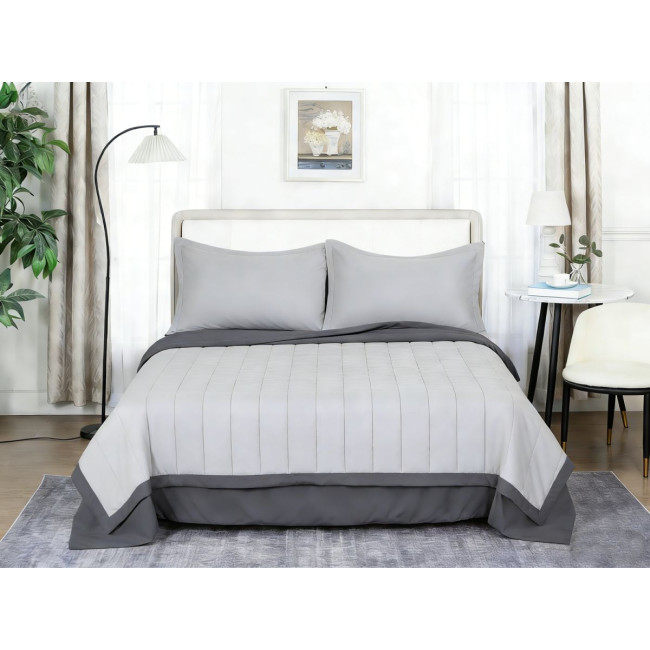 Комплект постільної білизни з легкою ковдрою Soho Євро 200х220 см Light gray/Dark gray