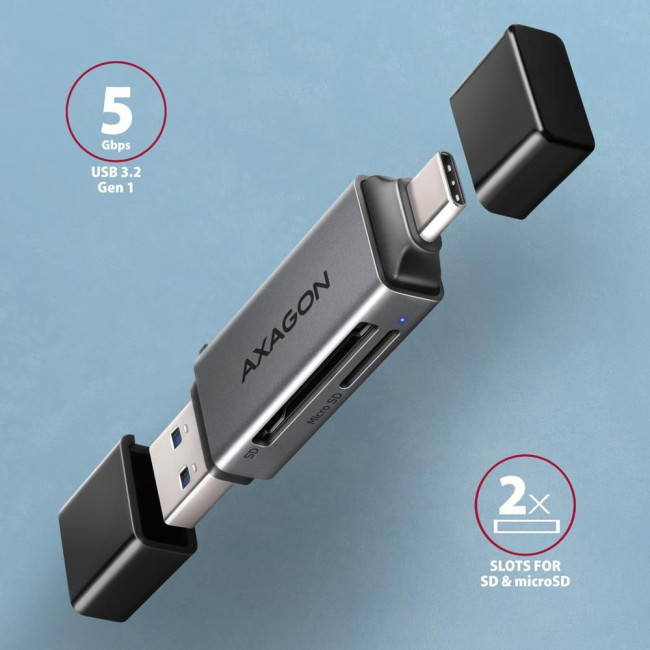 Кардрідер AXAGON CRE-DAC SuperSpeed USB-C + USB-A card reader