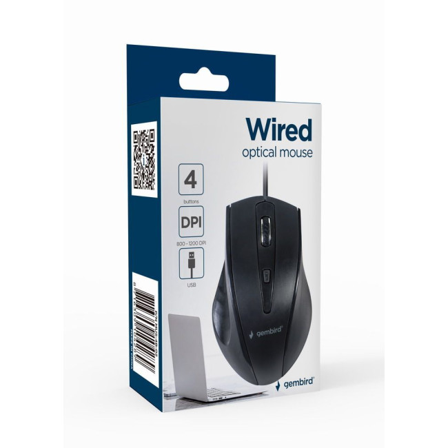 Оптична миша, USB інтерфейс, 1200 dpi, чорний