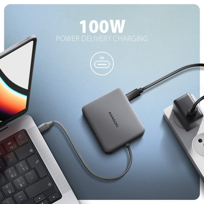 Хаб концентратор AXAGON HMC-5HL USB-C 5Гбіт/с SuperSpeed 5in1 hub, Сірий