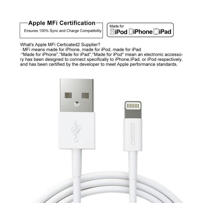 Кабель USB 2.0 А-тато/Lightning , MFI, 1.8 м, преміум, 2.1 А