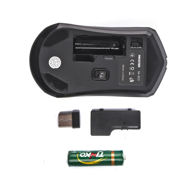 Миша бездротова, 4 кнопки, оптична, 1600 DPI, USB, чорний