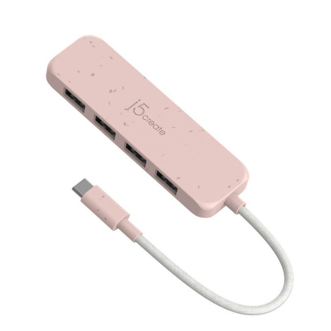 Хаб USB 3.2, 10Gbps, USB-С на 4 USB-A, червоний