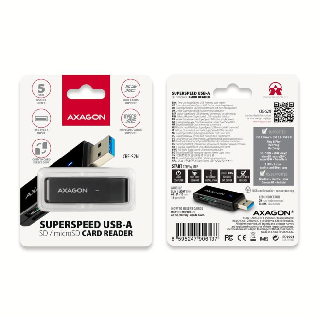 Кардрідер AXAGON CRE-S2N SuperSpeed USB-A card reader