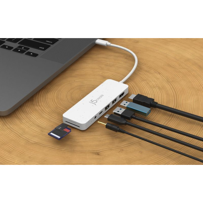 Мультиадаптер USB-C 6-в-1 (хаб/HDMI/картридер/аудіо), білий