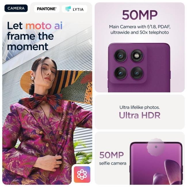 Мобільний телефон MOTO EDGE 60 PRO 8/256 SparklingGrape PB7X0089RS MOTOROLA