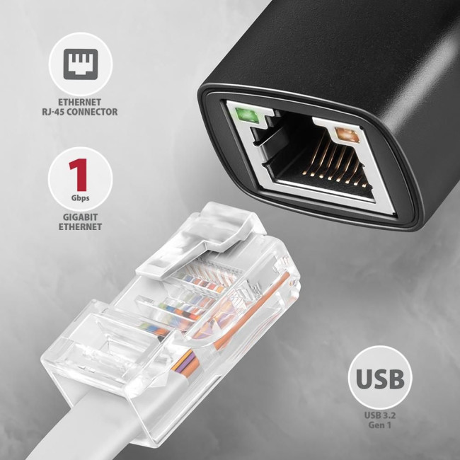 Мережевий адаптер AXAGON ADE-ARC USB-C 1 gigabit, чорний