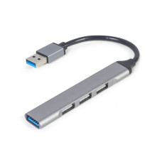 Хаб на 4 порта, USB-A на 1 х USB 3.1 Gen1 (5 Gbps), 3 х USB 2.0, метал, сірий