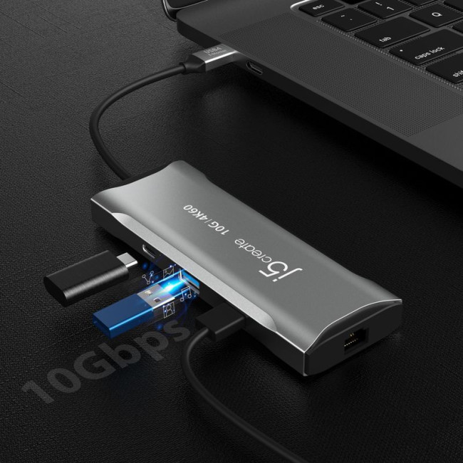 Док станція USB-C 10Gbps, 7-в-1 (хаб/HDMI/PD/картридер), сірий