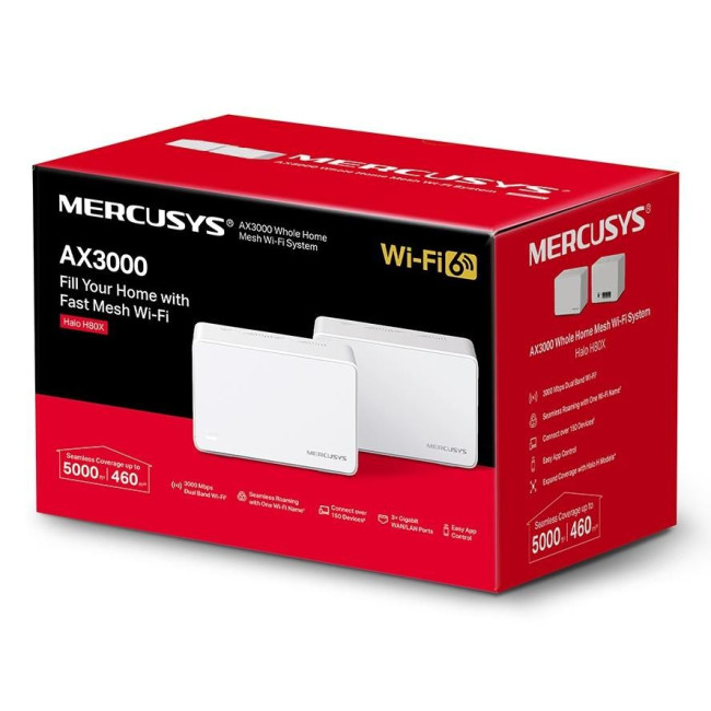 Домашня Mesh Wi-Fi система (2 шт у комплекті), Halo H80X(2-pack) MERCUSYS