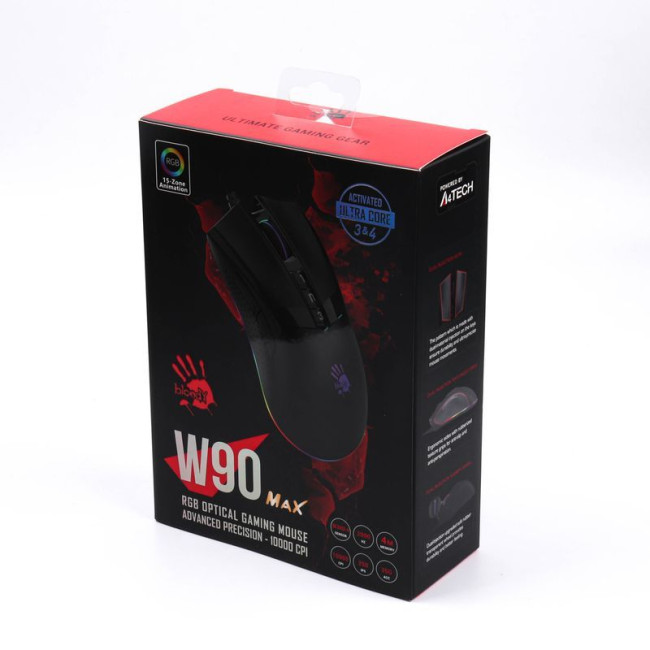Ігрова миша Bloody Activated, RGB, 10000 CPI, 50M натискань, чорний