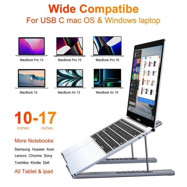 Док станція USB-C 7-в-1 (HDMI/PD/картридер/USB-A / USB-C), алюміній