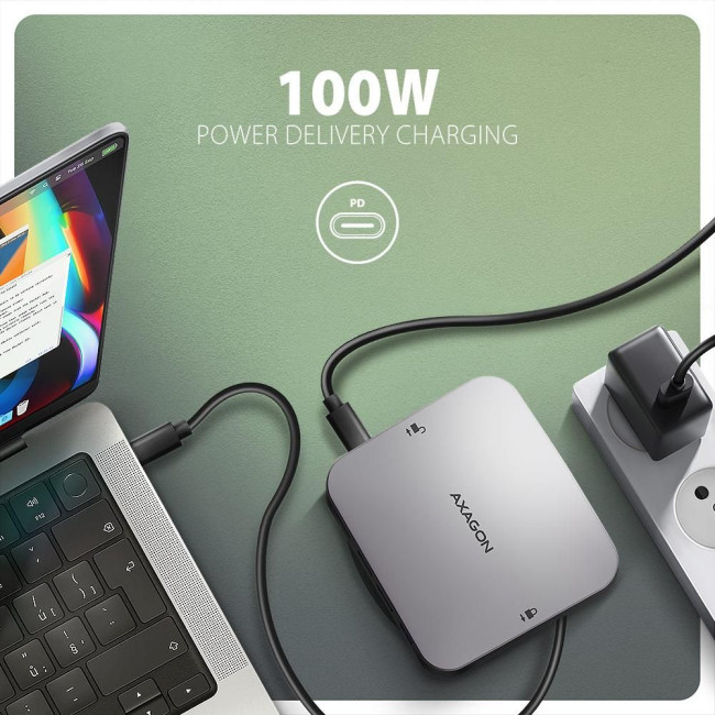 Хаб концентратор AXAGON HMC-UFO USB-C 10Гбіт/с UFO 9in1 hub, Сірий