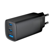 Мережевий ЗП, 1xUSB-A (QC3.0 27W)+2xType-C (PD 65W), чорний