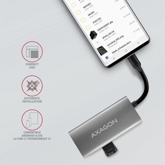 Хаб концентратор AXAGON HMC-4G2 SuperSpeed ​​USB-C 10 Gbps SPEEDSTER 4, Сірий