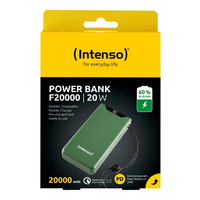 Портативний зарядний пристрій USB 20000MAH QC3.0 GREEN F20000 7332057 INTENSO